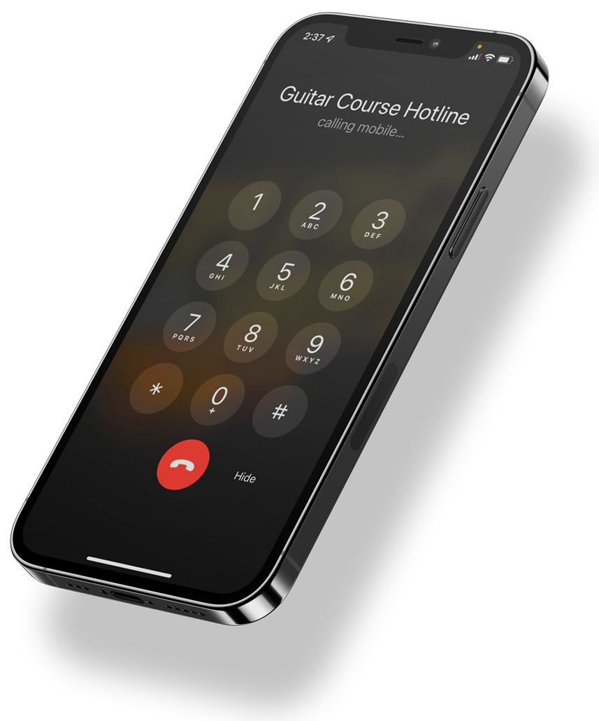 Mobile phone displaying dialing a House of Music hotline